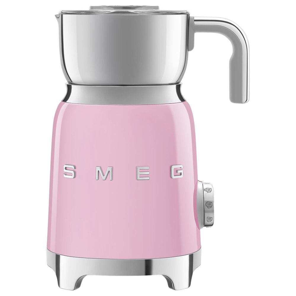 SMEG 20 Oz Retro Style Milk Frother in Pink and Polished Chrome, , large