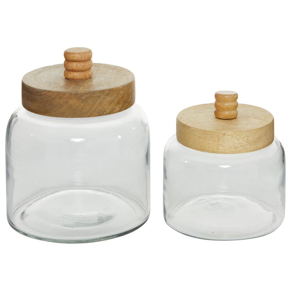 Maple and Jade Canister with Clear Glass and Natural (Set of 2), , large