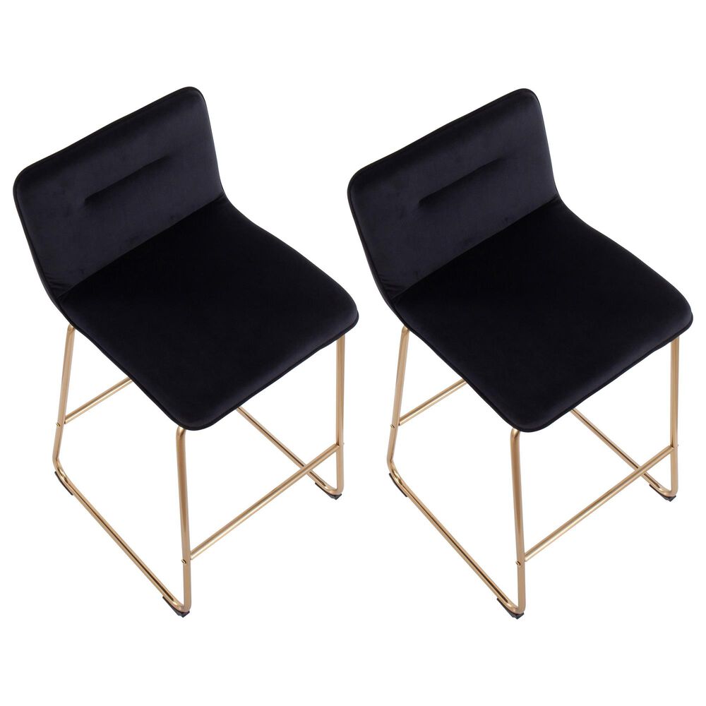 Lumisource Casper Counter Stool in Black/Gold &#40;Set of 2&#41;, , large