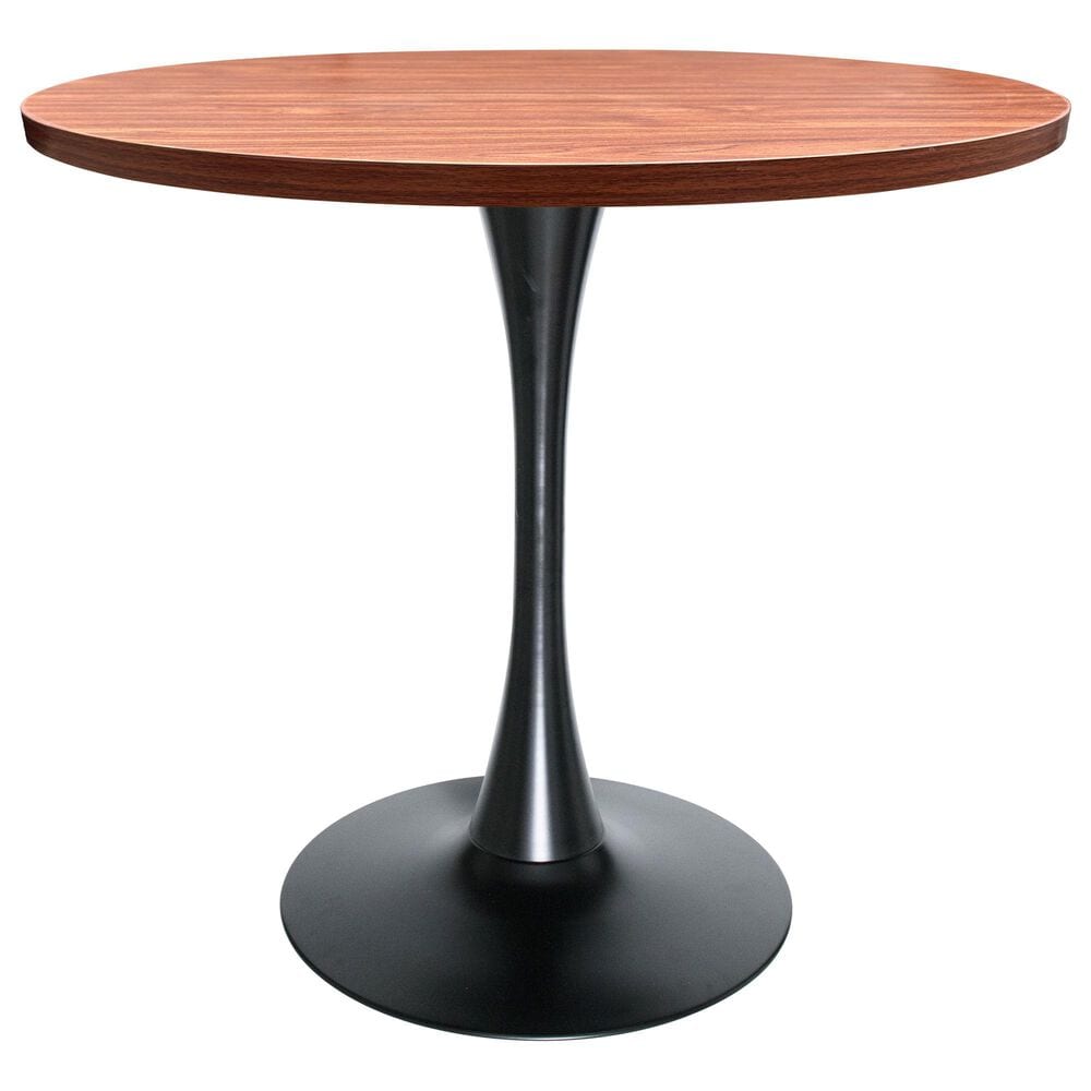 Leisuremod LeisureMod Bristol Dining table, Black Base with 36 Round Cognac Brown MDF top, , large