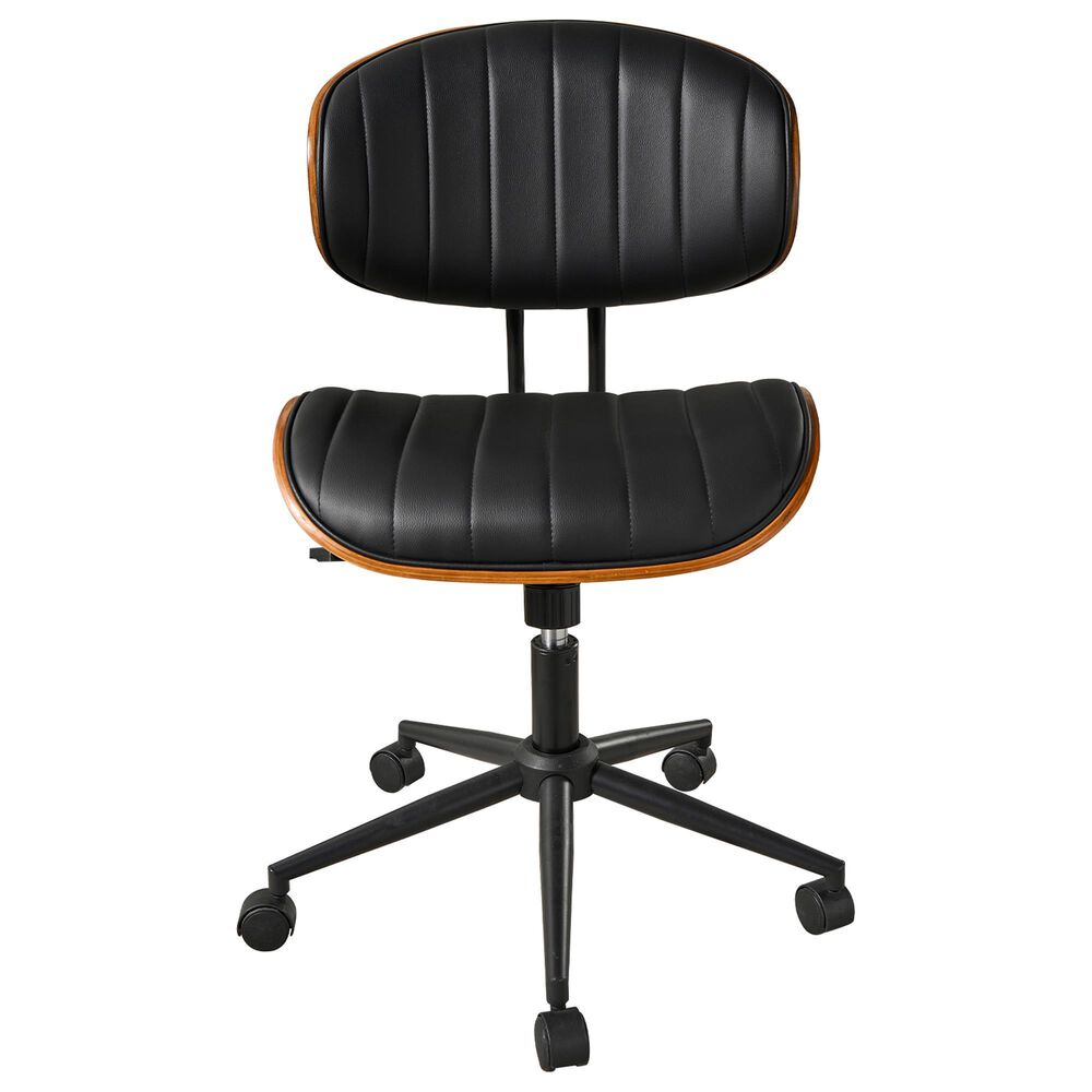 HOMLUX Ergonomic Swivel Office Chair with Vertical Channel-Tufted Cushion in Black, , large