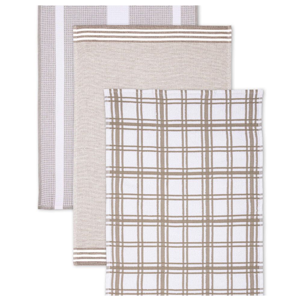 Mukitchen Terry Windowpane Towel in Khaki, , large