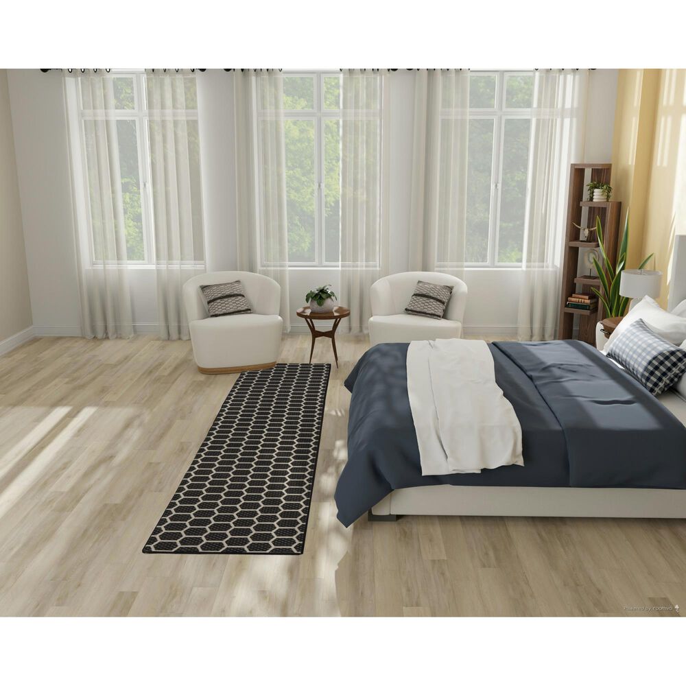 Nourison Twist Reversible 2&#39;2&quot; x 10&#39; Black Indoor/Outdoor Runner, , large