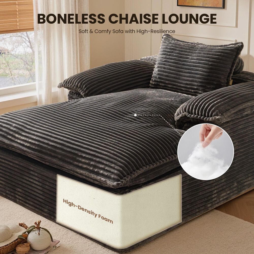 HOMLUX 67" Oversized Chaise Lounge in Gray, , large