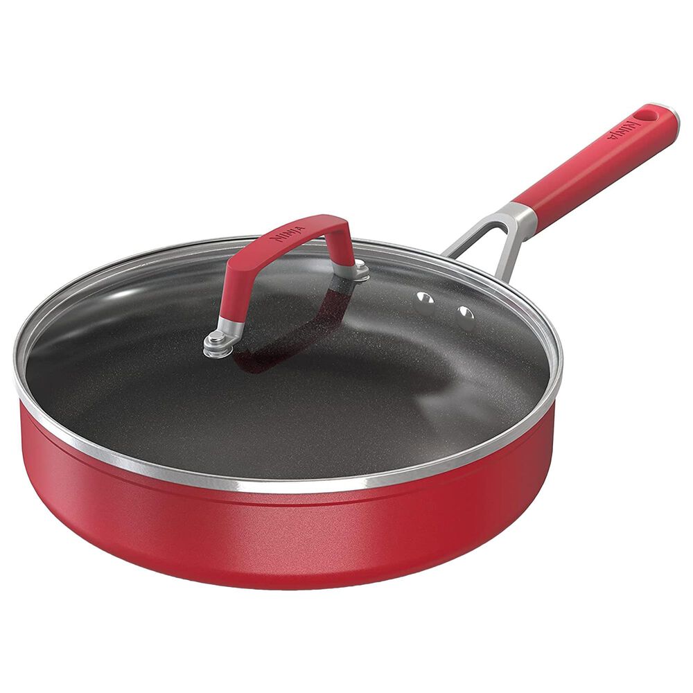 Ninja Foodi NeverStick Vivid 3 Qt. Saute Pan with Glass Lid in Crimson Red, , large