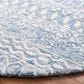 Safavieh Micro-Loop MLP502M 3" Round Blue and Ivory Area Rug, , large