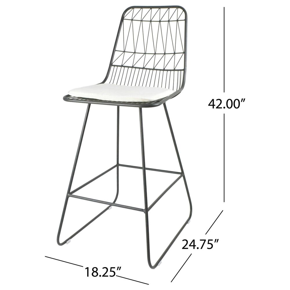 Hearth and Haven Niez Outdoor Counter Stool with Ivory Cushion in Gray &#40;Set of 2&#41;, , large