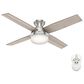Hunter Dempsey Low Profile 52" Ceiling Fan with Light Gray Oak Blades in Brushed Nickel, , large