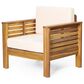 Hearth and Haven Outdoor Acacia Wood Club Chair with Beige Cushions in Teak, , large