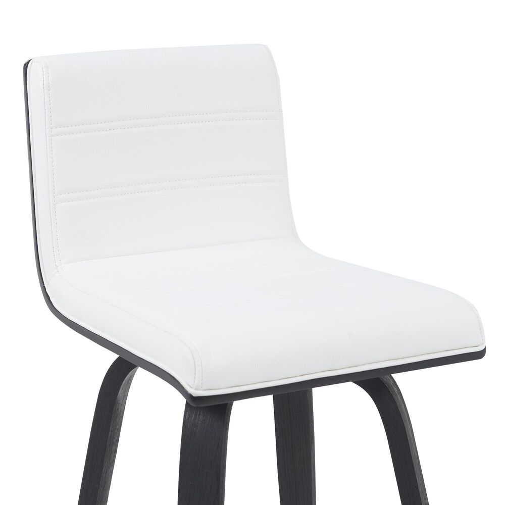 Armen Living Vienna Swivel Counter Height Stool with Snow White Upholstery in Black Brushed, , large
