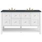 James Martin Vanities Breckenridge 60" Double Bathroom Vanity in Bright White with 3 cm Charcoal Soapstone Quartz Top and Rectangular Sinks, , large