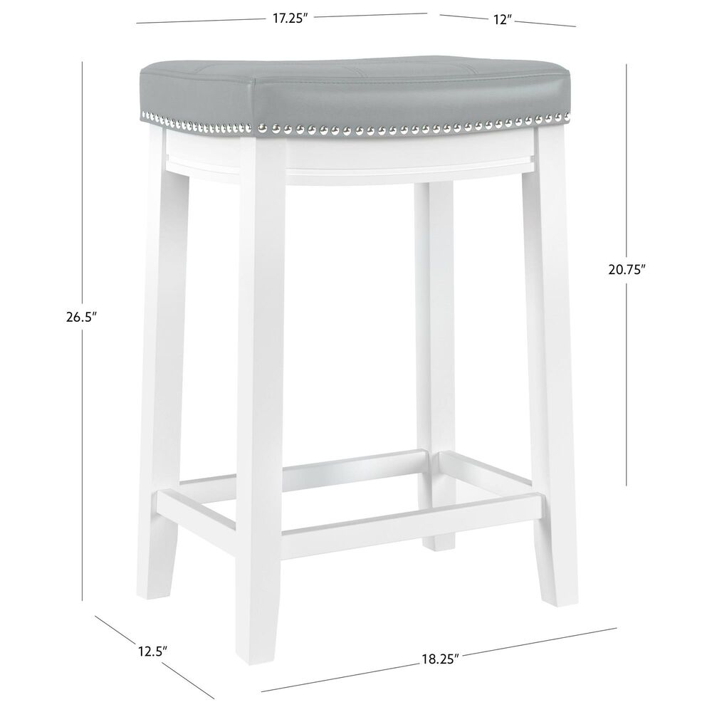Linon Home Decor Claridge Counter Stool with Light Grey Cushion in Bright White, , large