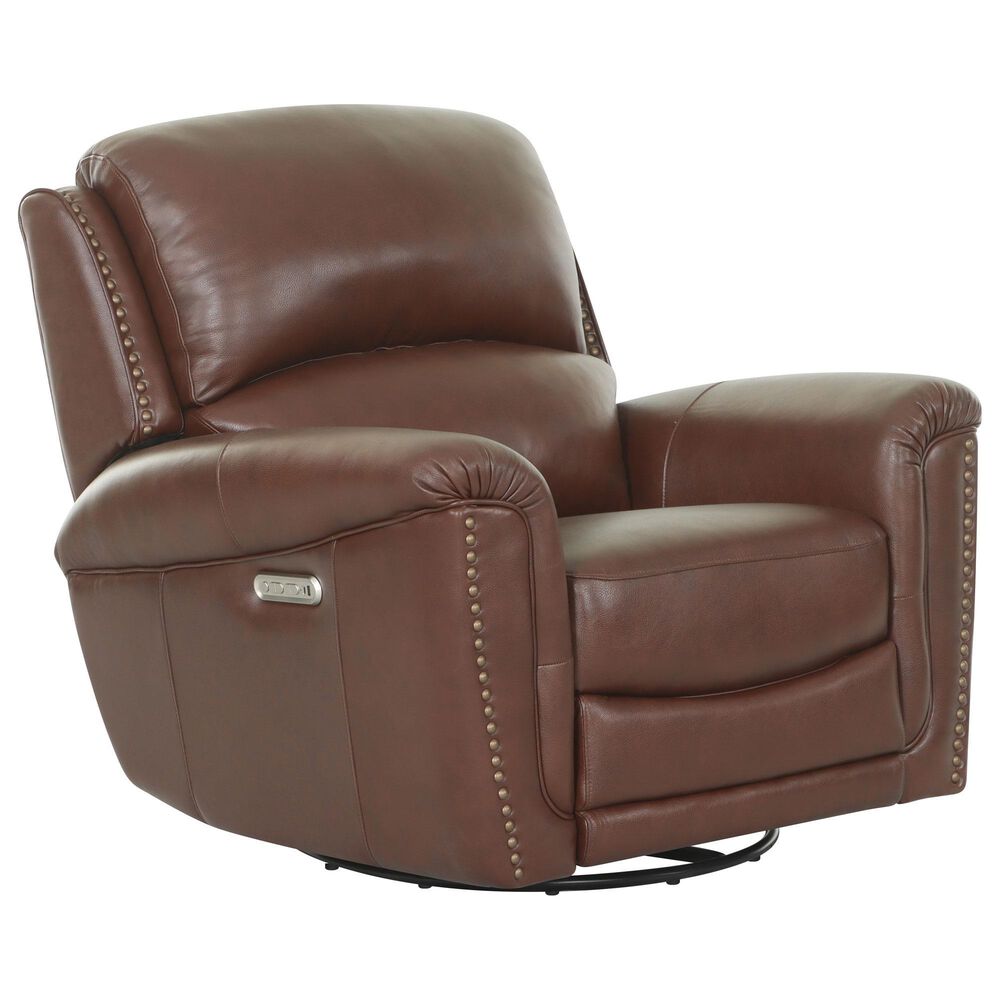 Chateau d'Ax Stationary Leather Sofa and Recliner Set in Red Brown, , large