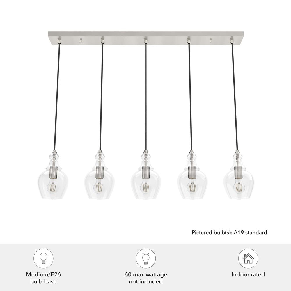 Hunter Maple Park 5-Light Linear Cluster in Brushed Nickel, , large