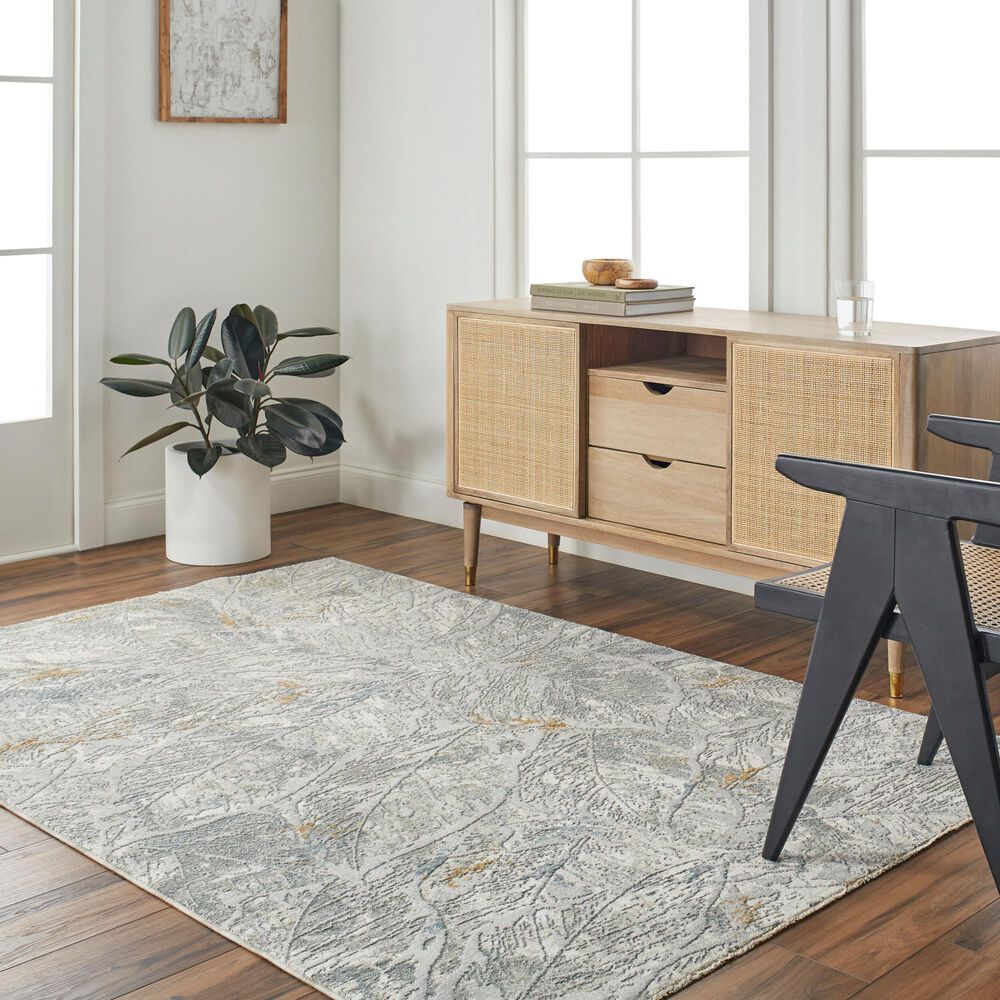 Surya Dresden DRE-2317 White, Medium Gray, Light Slate, Gray, Denim and Mustard 9&#39; x 12&#39;2&quot; Area Rug, , large