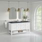 James Martin Vanities Breckenridge 60" Double Bathroom Vanity in Bright White with 3 cm Charcoal Soapstone Quartz Top and Rectangular Sinks, , large