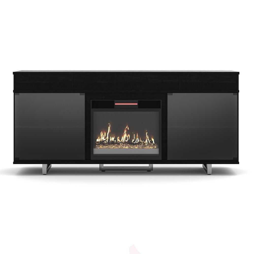 Fabio Flames Enterprise 72" Media Fireplace in Black, , large