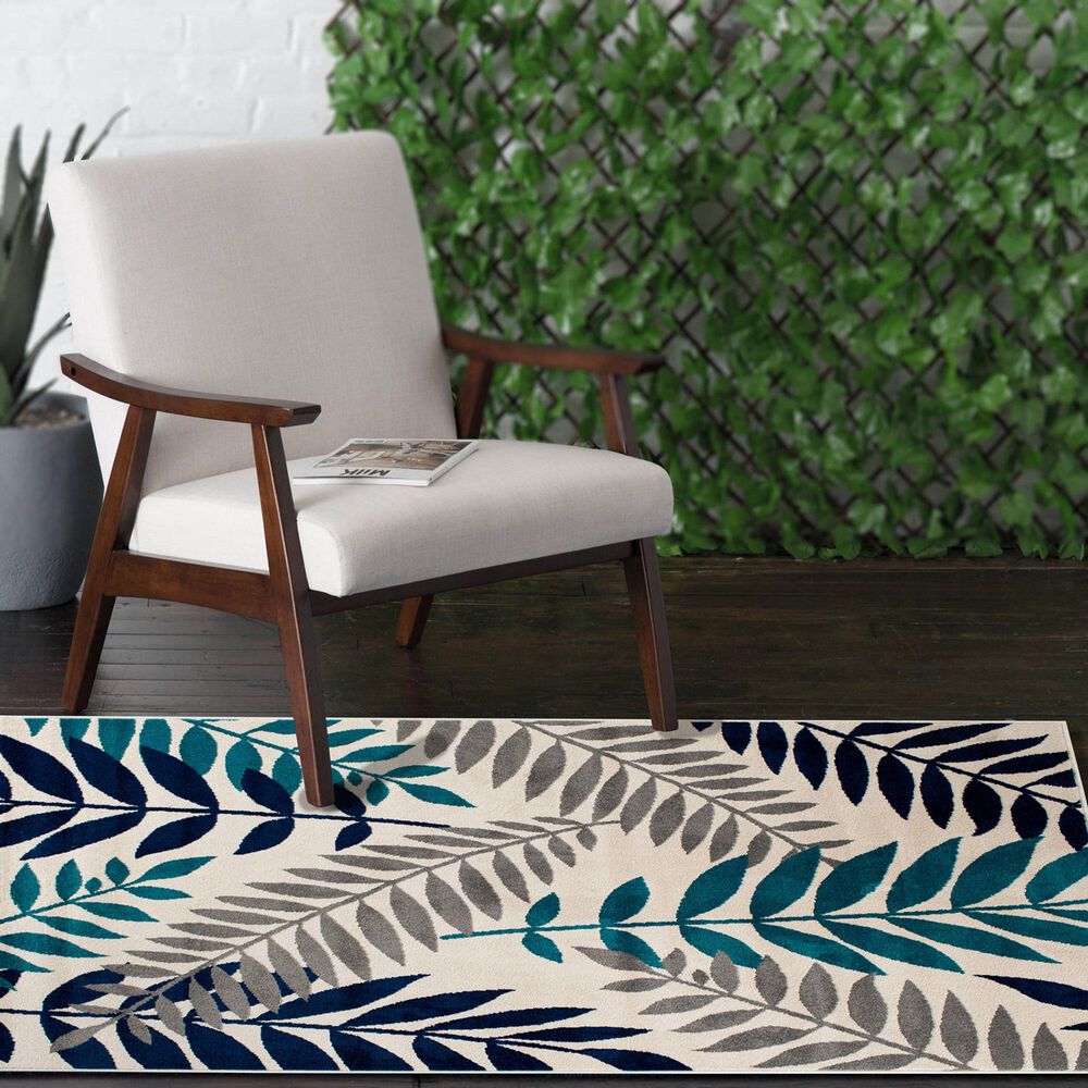 Central Oriental Terrace Tropic Blythew 8&#39;8&quot; x 11&#39;10&quot; Cloud and Metal Area Rug, , large