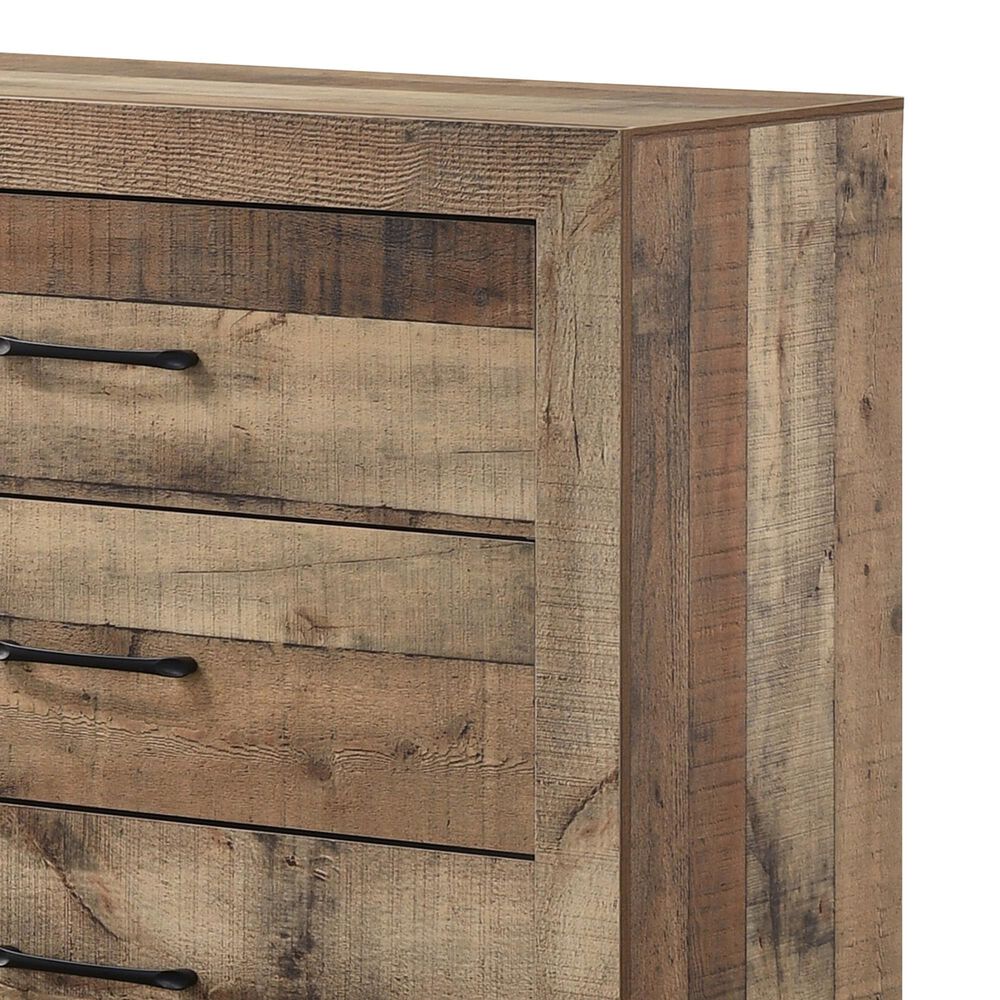 Crown Mark Elmer 6 Drawer Dresser and Mirror in Rustic Brown, , large