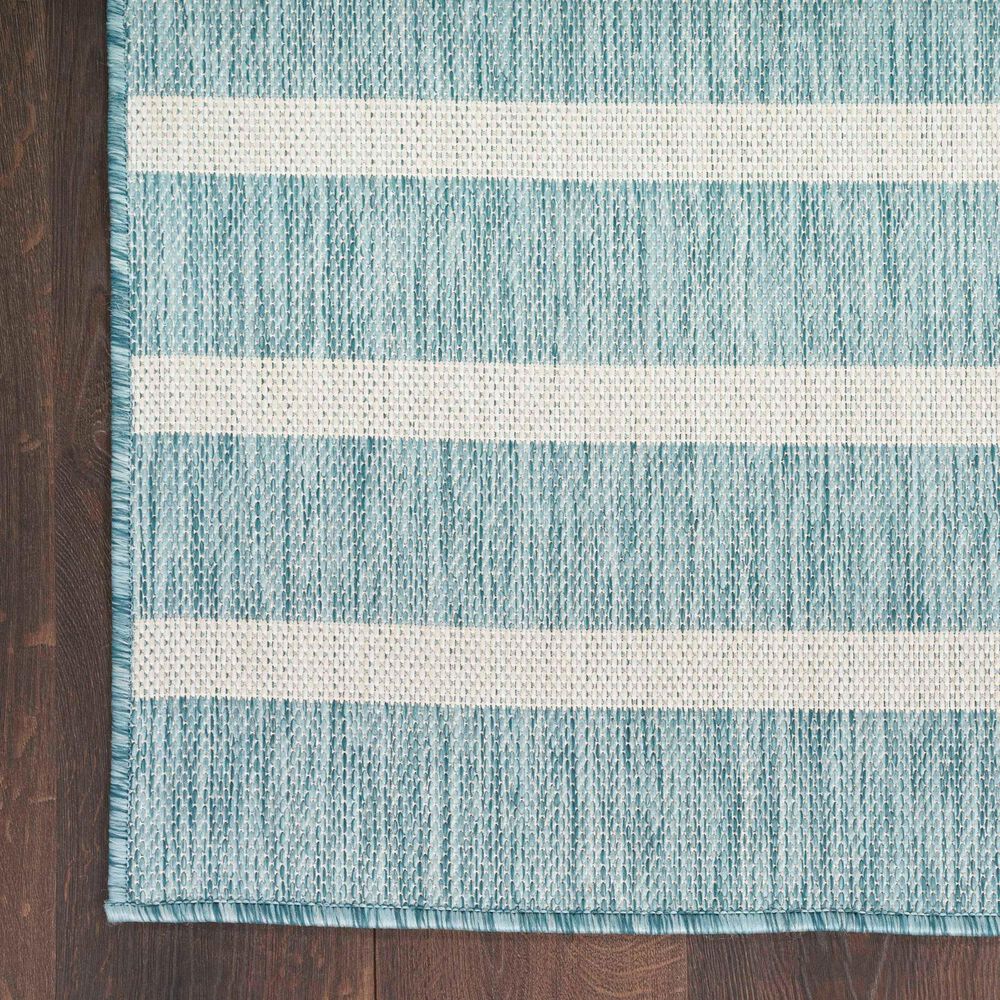 Nourison Positano POS03 Aqua and Ivory 4&#39; x 6&#39; Indoor/Outdoor Area Rug, , large