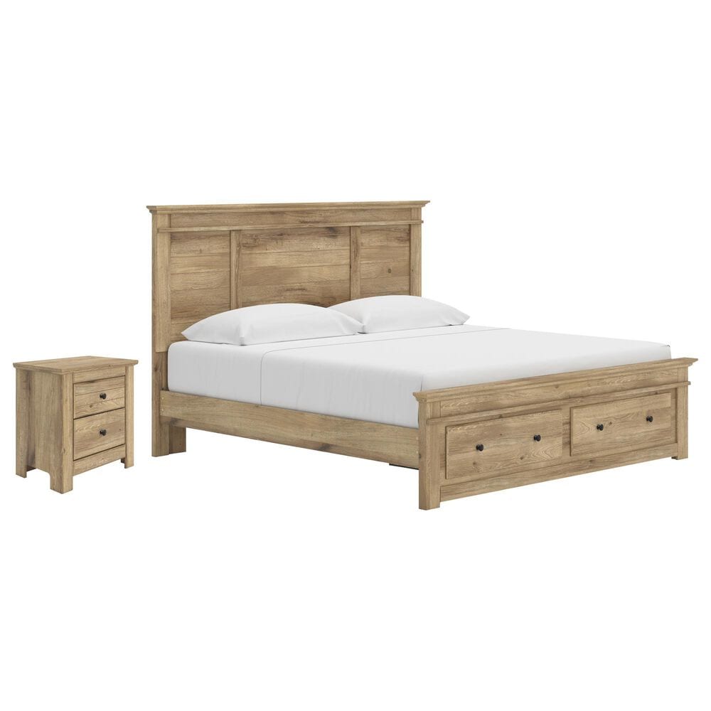 Ashley Makidern 2-Piece King Storage Bedroom Set with Two Drawers in Natural Brown, , large
