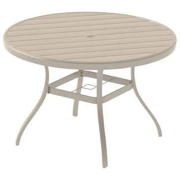 Hearth and Haven Outdoor 53" Round Dining Table with Umbrella Hole in Sandstone - Table Only, , large