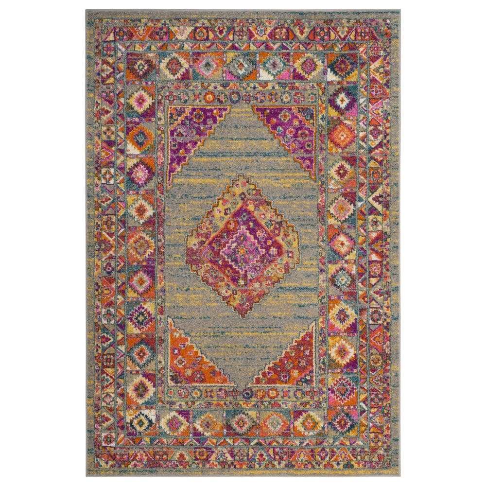 Safavieh Madison MAD133G 5"1" x 7"6" Light Grey and Fuchsia Area Rug, , large