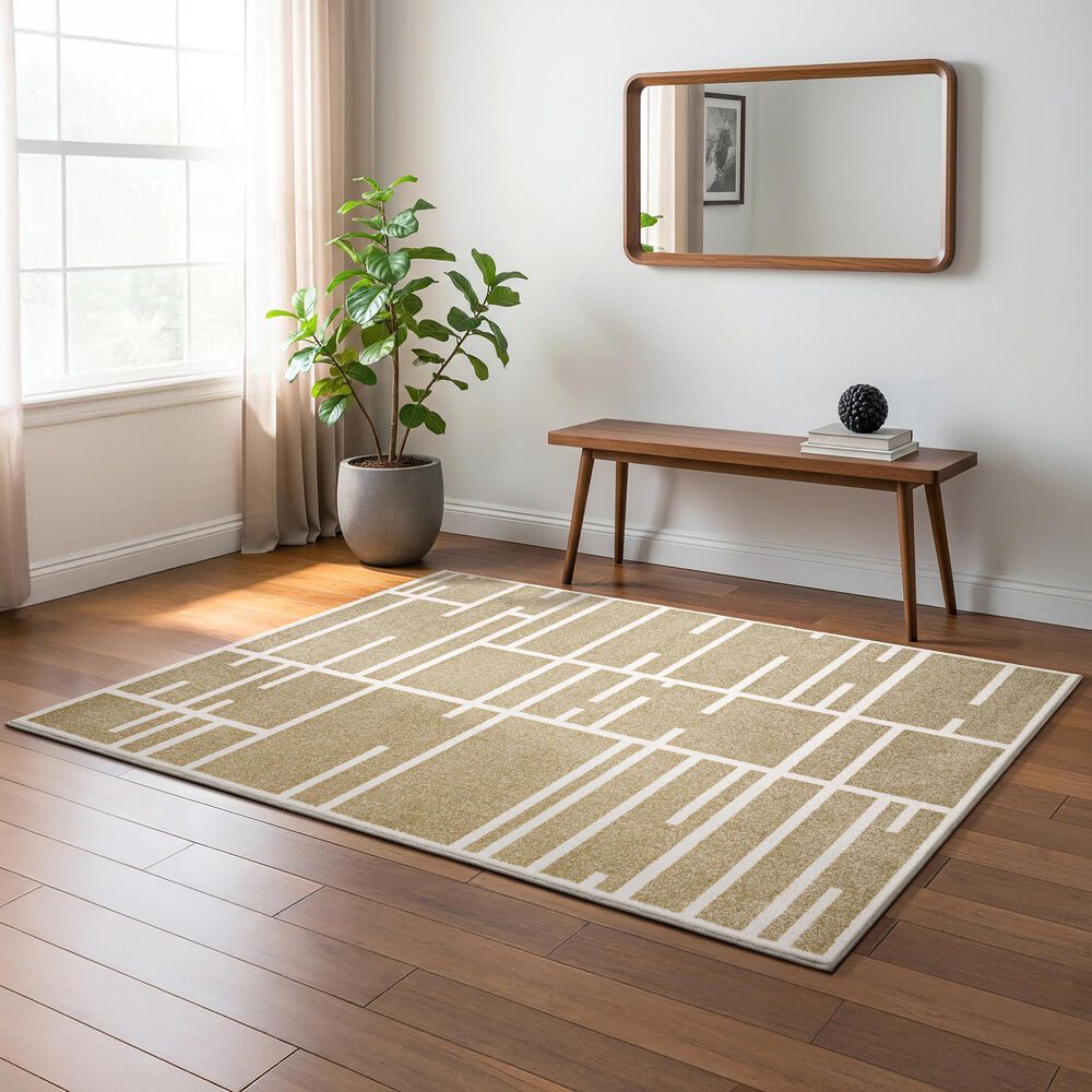 ROW by Oriental Weavers Quinn QUI04 Beige and Ivory 5'3" x 7' Area Rug, , large