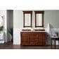 James Martin Vanities Brookfield 60" Double Bathroom Vanity in Warm Cherry with 3 cm Arctic Fall Solid Surface Top and Rectangle Sinks, , large