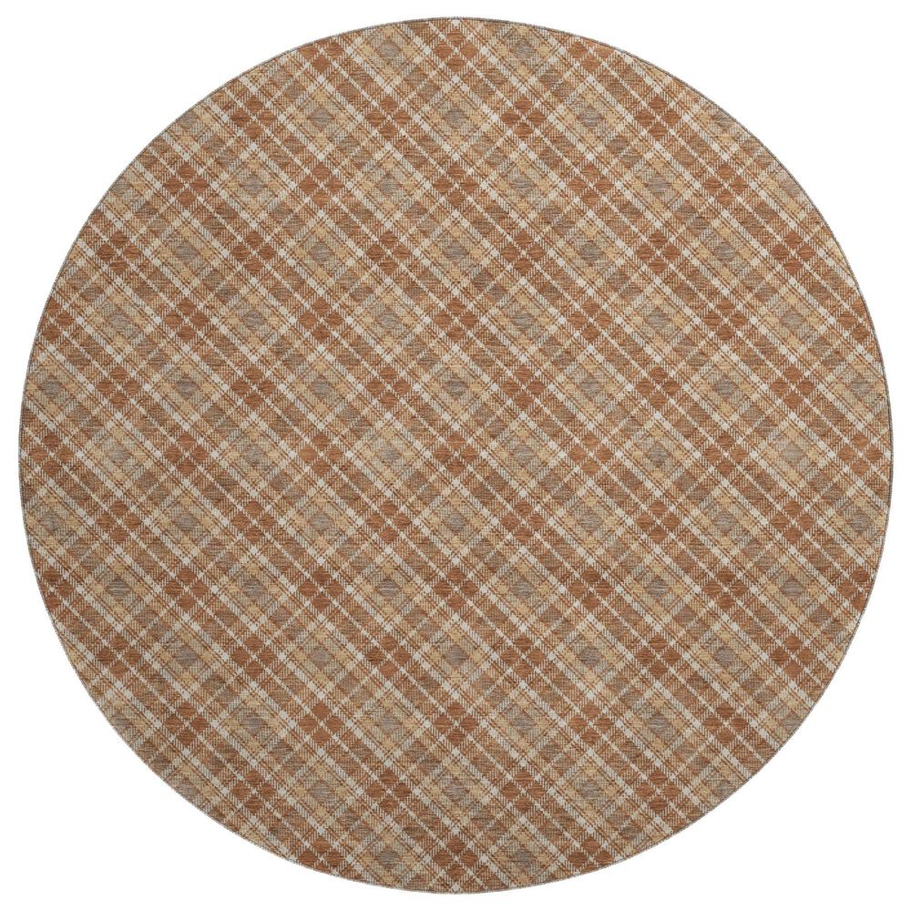 Dalyn Rug Company Soft Essentials Plaid Paprika 8" Round Indoor/Outdoor Area Rug, , large