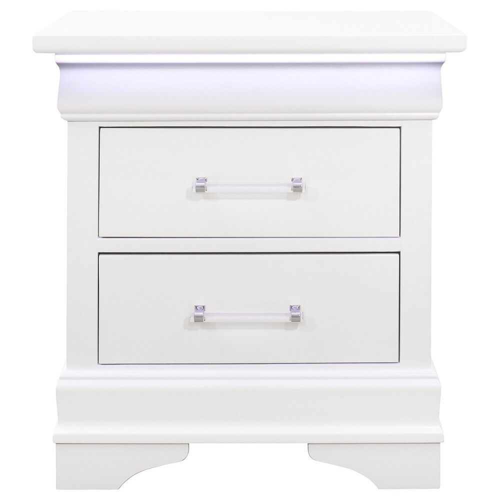 Global Furniture USA Charlie 2-Drawer Nightstand in White, , large