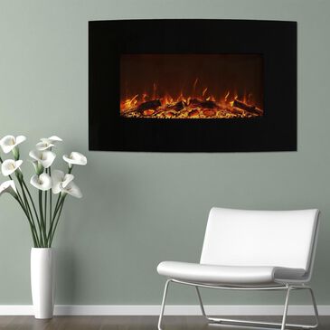 Timberlake 36" Curved Color Changing Fireplace Wall Mount in Black, , large