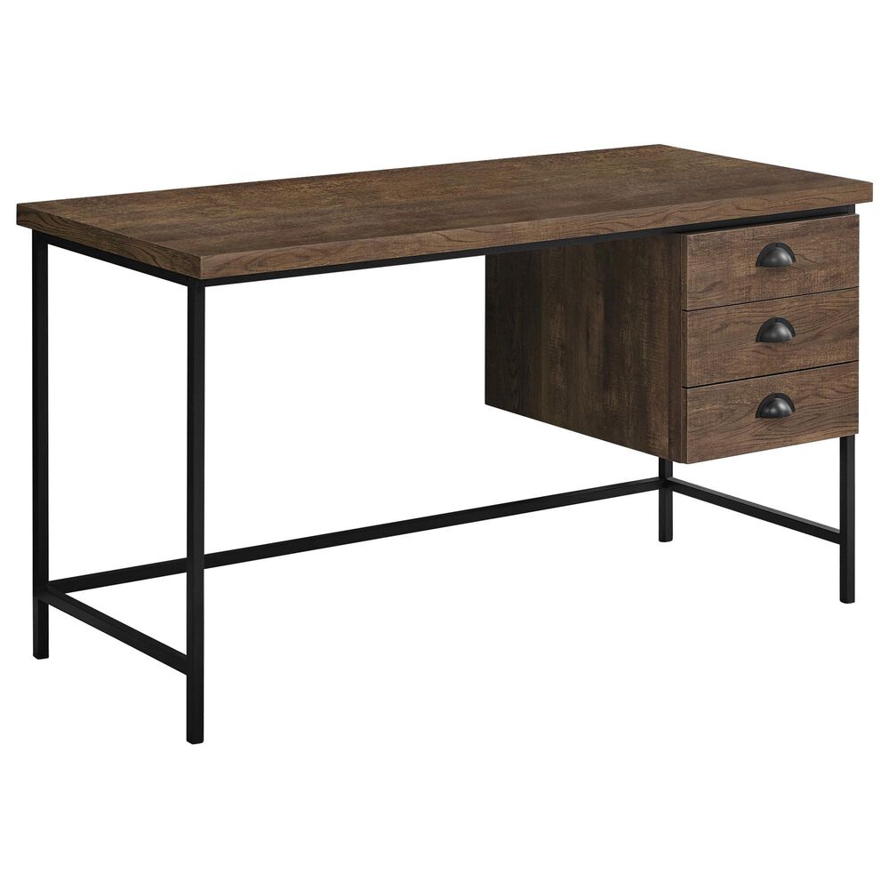 Monarch Specialties 55" Contemporary Computer Desk in Brown and Black, , large