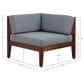 Linon Home Decor Summerlyn Patio Corner Chair with Walnut Frame in Grey, , large