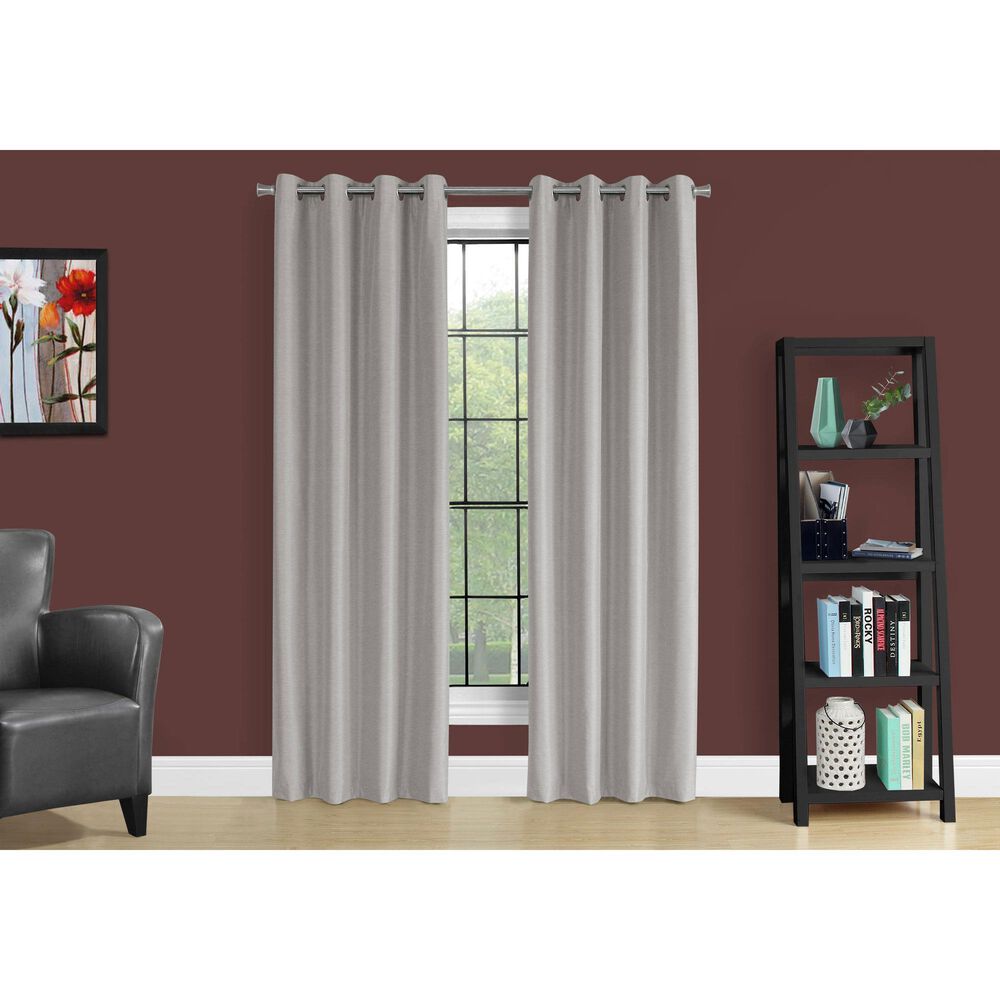 Monarch Specialties 52&quot; x 84&quot; Curtain Panel in Silver Solid Blackout &#40;Set of 2&#41;, , large