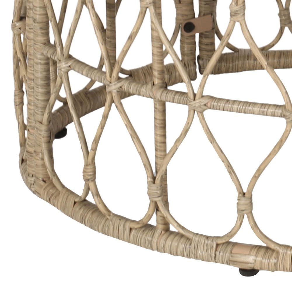 Hearth and Haven Bruce Outdoor Round Wicker Coffee Table with Open Lattice Design in Brown, , large