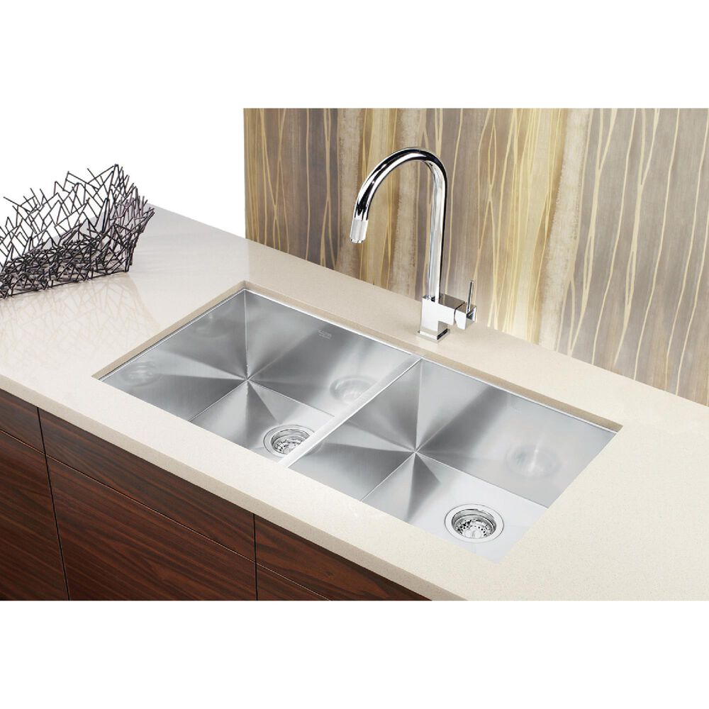 Blanco Precision 37&quot; R0 Equal Double Bowl Kitchen Sink in Satin Polished, , large