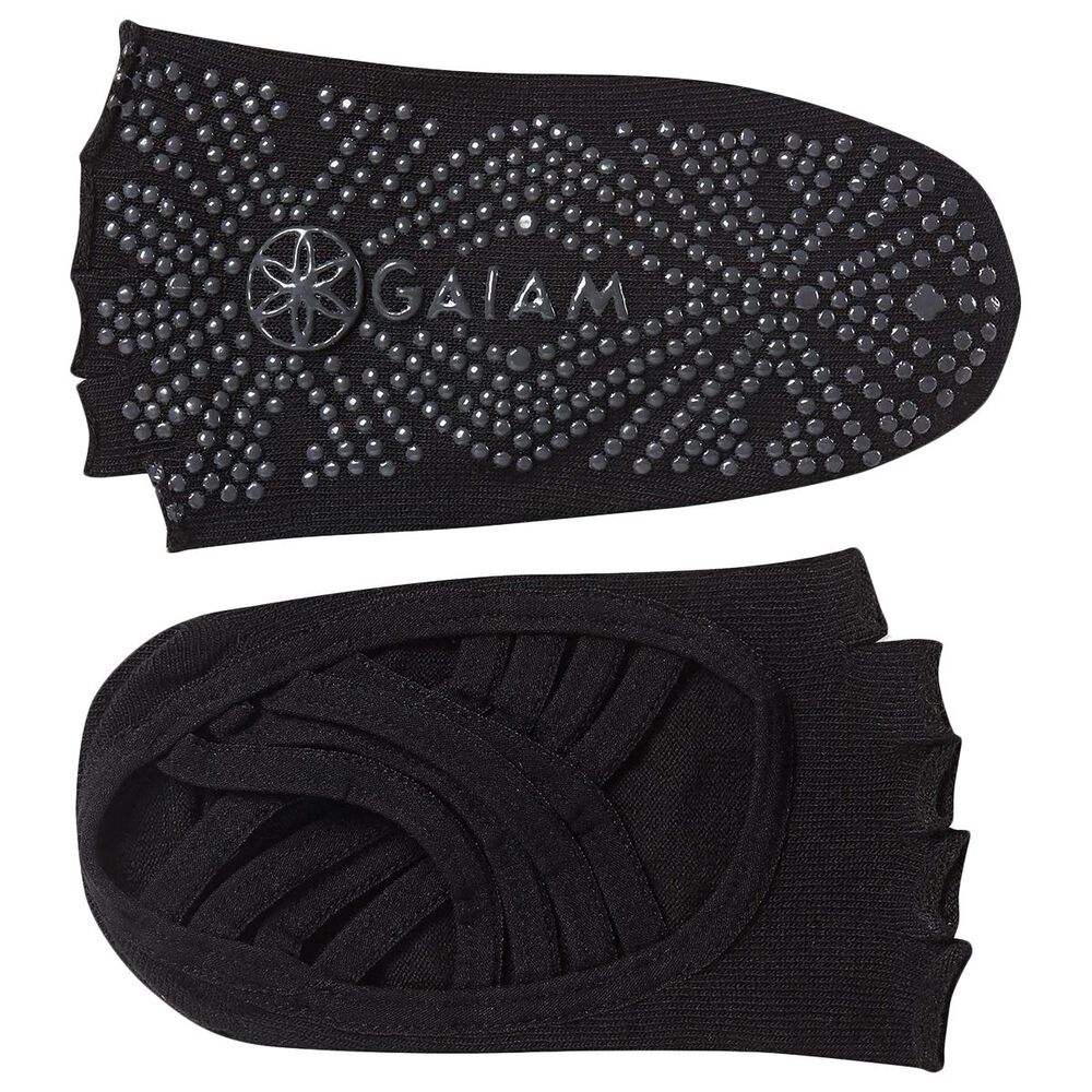 Gaiam Grippy Yoga Socks with Toe Less Design in Black, , large