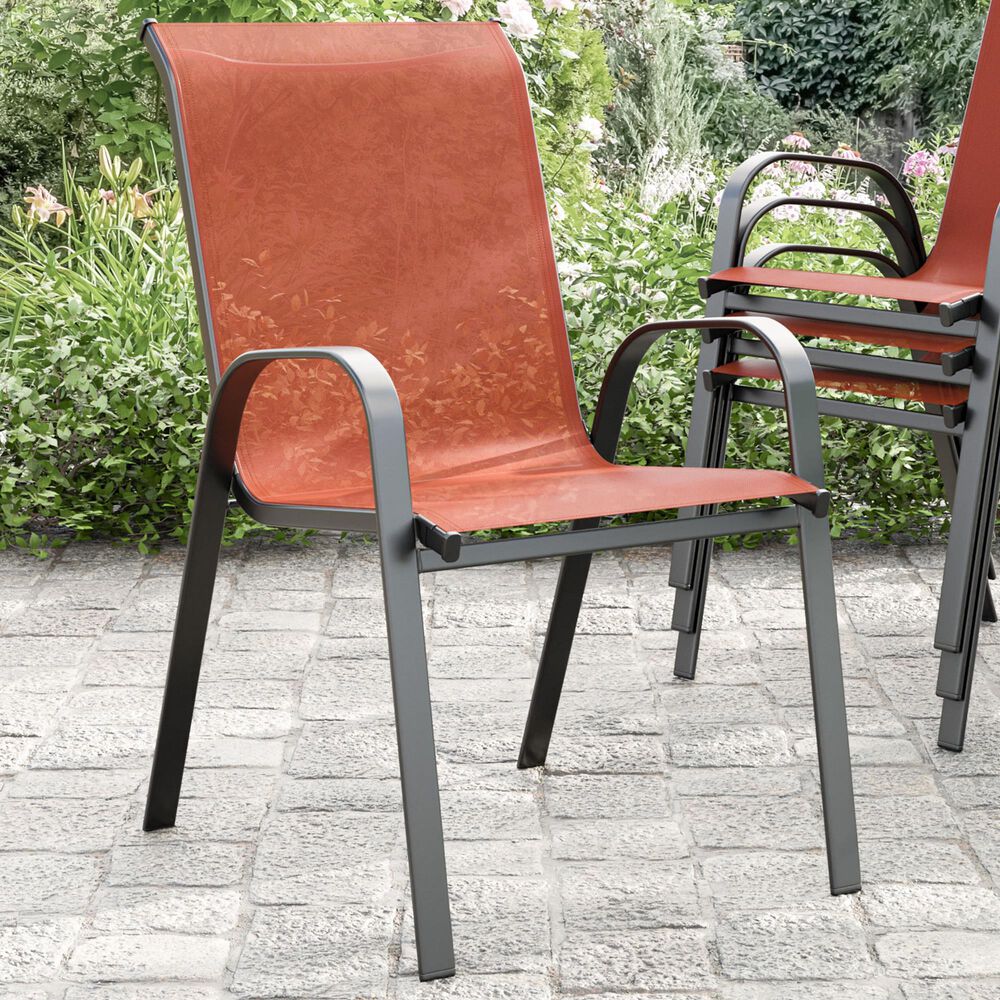 Furniture of America Nina Stacking Patio Arm Chair in Red &#40; Set of 2&#41;, , large