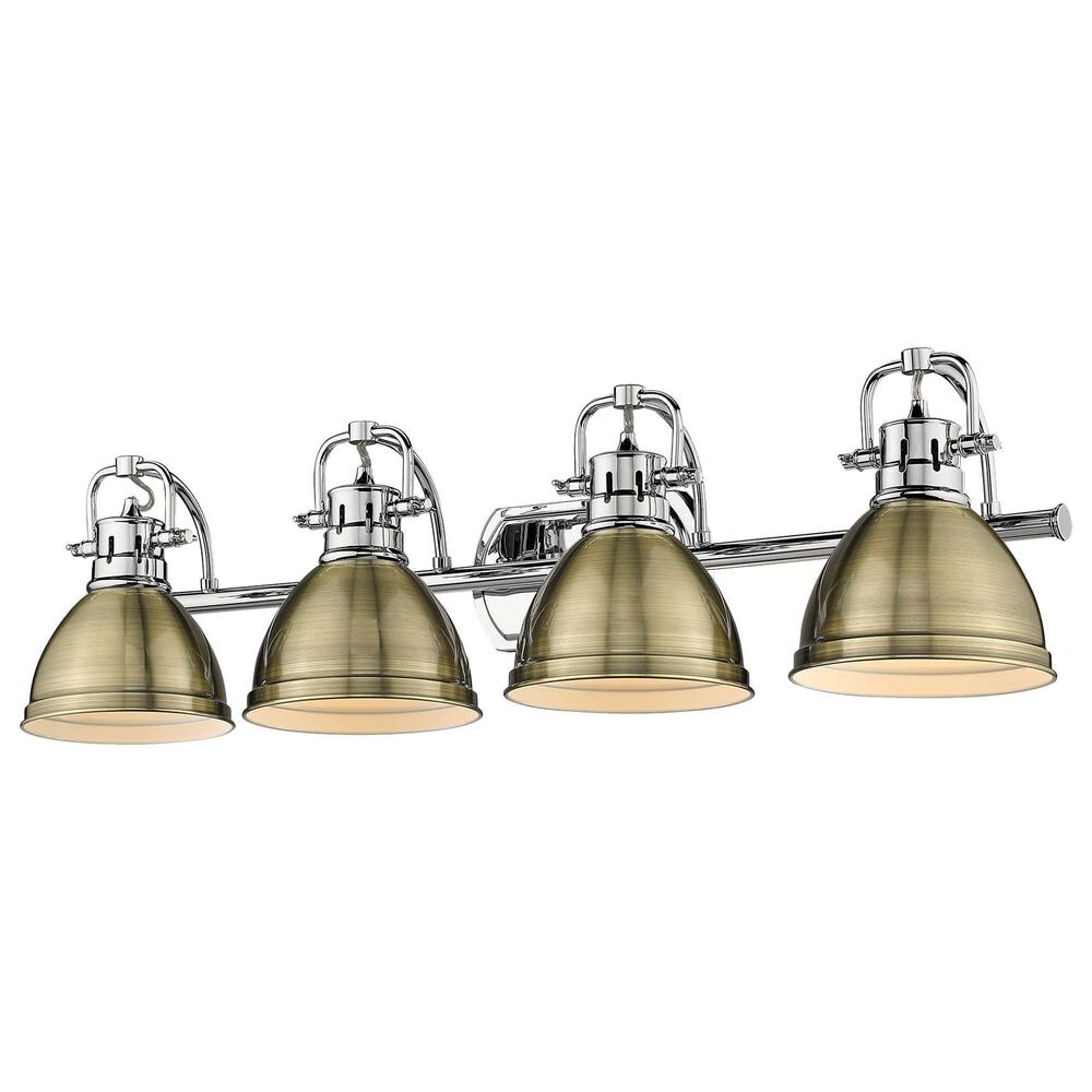 Golden Lighting Duncan 4-Light Bath Vanity with Aged Brass Shade in Chrome, , large