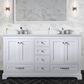 Lexora Home Dukes 60" Double Bathroom Vanity in White with 2 cm White Cultured Marble Top and Rectangular Sinks, , large