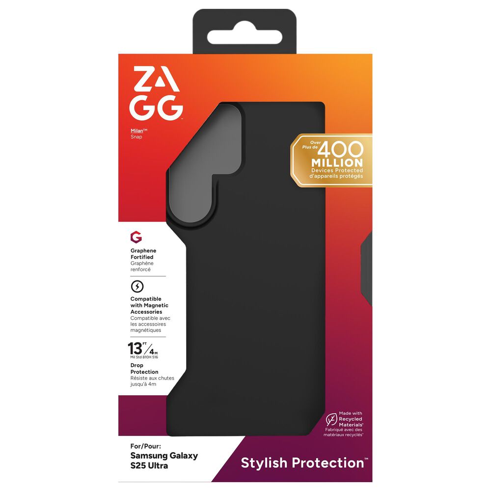 Zagg Milan Snap Opaque Case for Samsung Galaxy S25 Ultra in Black, , large