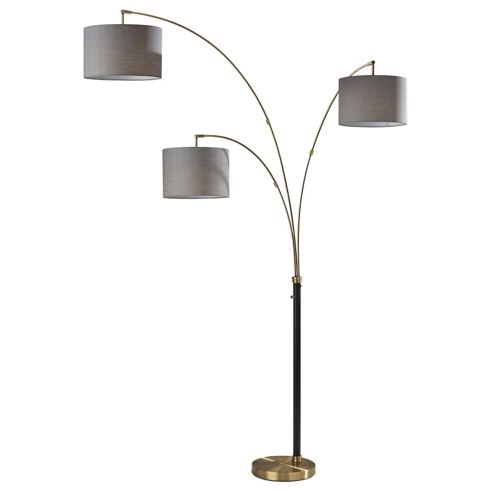 Adesso Bergen 3-Arm Arc Lamp in Black and Antique Brass, , large