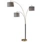 Adesso Bergen 3-Arm Arc Lamp in Black and Antique Brass, , large