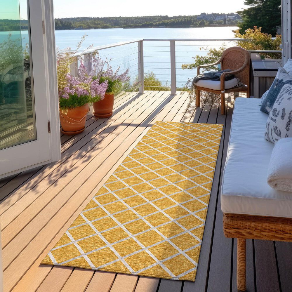 Dalyn Rug Company York 2&#39;3&quot; x 7&#39;6&quot; Gold Indoor/Outdoor Runner, , large