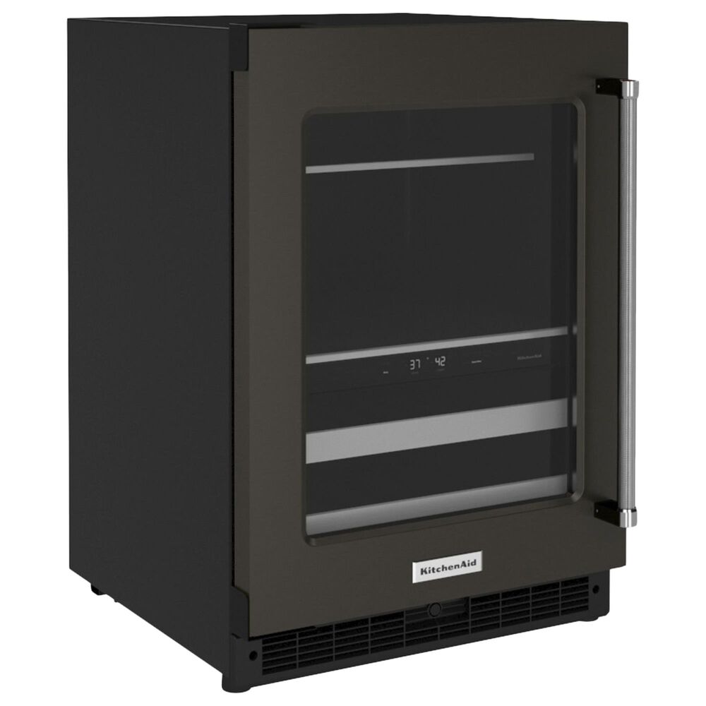 KitchenAid 24&quot; Beverage Center with Left Hinge and Metal-Front Racks in Black Stainless Steel, , large