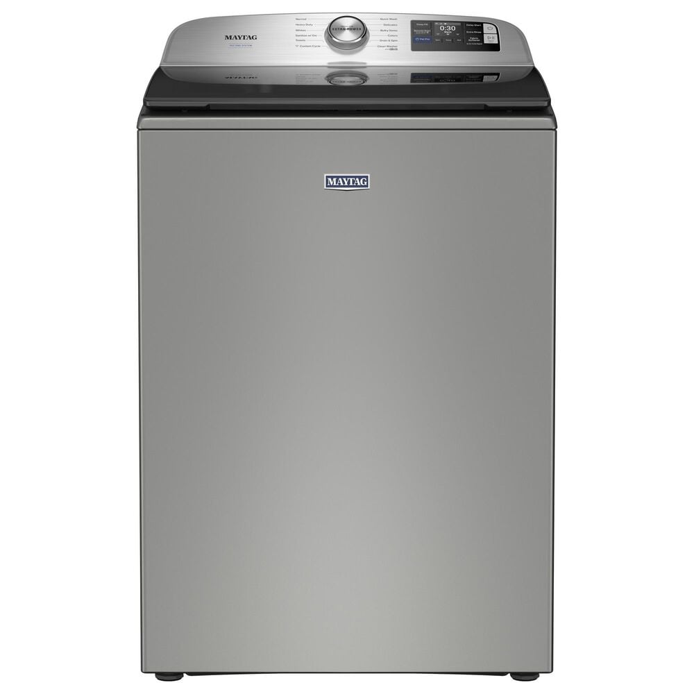 Maytag 5.3 Cu. Ft. Smart Pet Pro Top Load Impeller Washer and 7.4 Cu. Ft. Gas Smart Top Load Dryer Laundry Pair in Classic Silver, , large