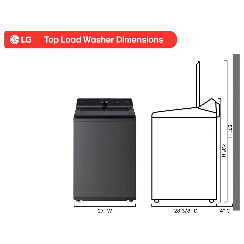 LG 5 Cu. Ft. Smart Top Load Washer and 7.3 Cu. Ft. Electric Dryer Laundry Pair in Platinum Black, , large