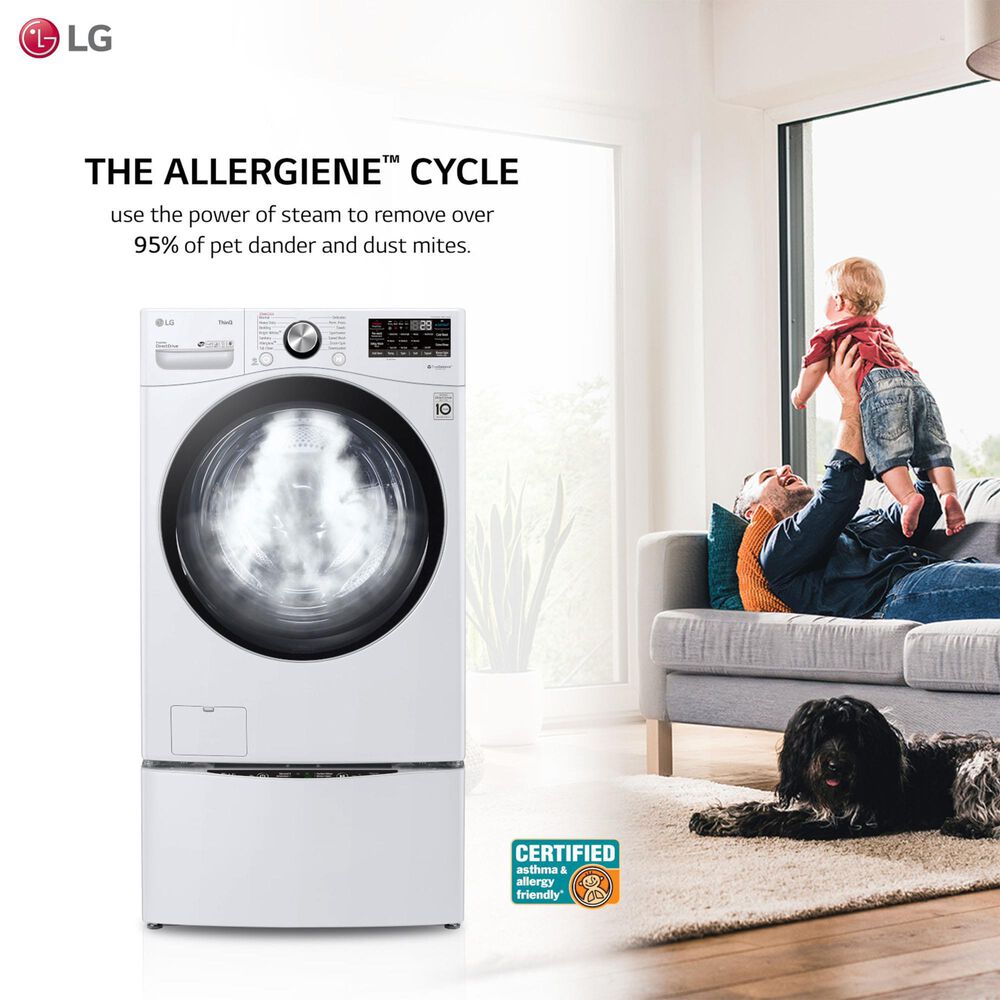 LG 7.4 Cu. Ft. Smart Front Load Electric Dryer with TurboSteam in White, , large