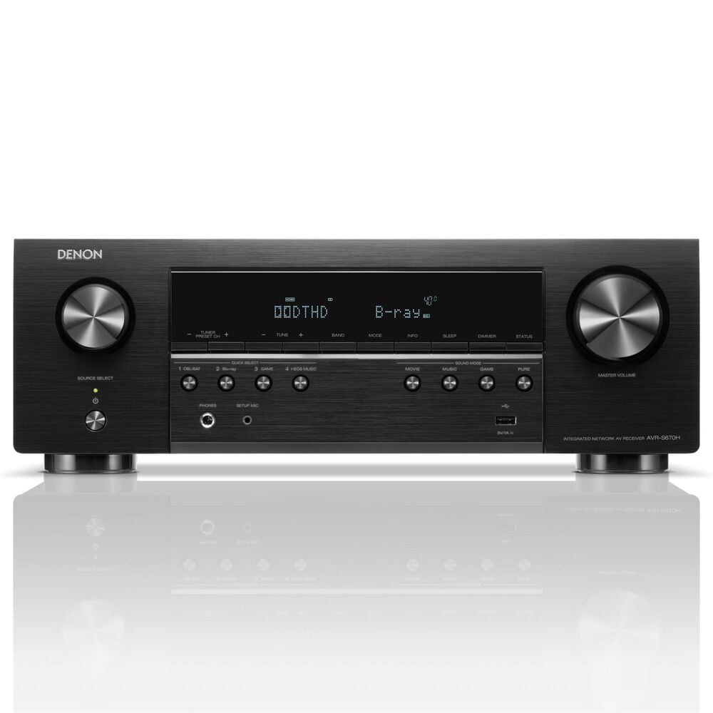 Polk 12&quot; Subwoofer + 6.5 Floorstanding Tower Speaker + 5.25 Center Channel Speaker + Denon 5.2 Channel AV 8K Receiver with HEOS Built-in in Black, , large